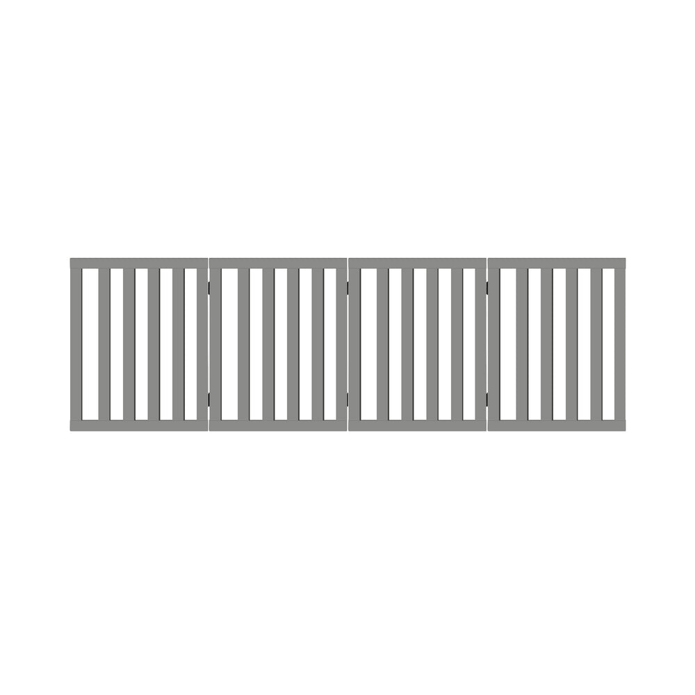 Alopet Wooden Pet Gate Safety Stair Barrier 4-Panel Grey