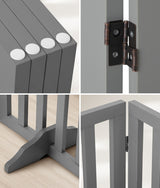 Alopet Wooden Pet Gate Safety Stair Barrier 4-Panel Grey