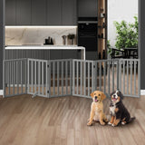 Alopet Wooden Pet Gate Dog Fence 6 Panels 80cm Grey - Low Angle
