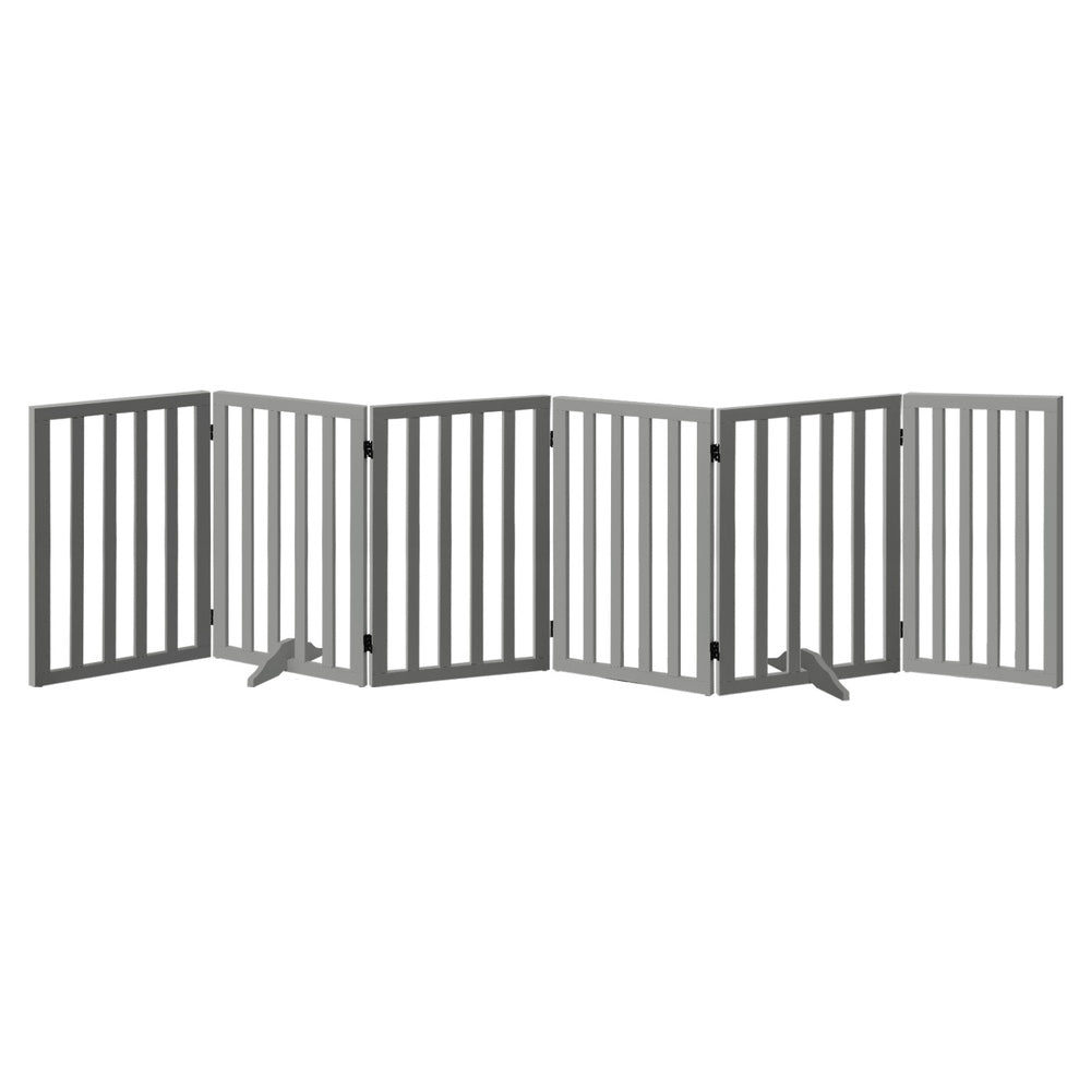 Alopet Wooden Pet Gate Dog Fence 6 Panels 80cm Grey