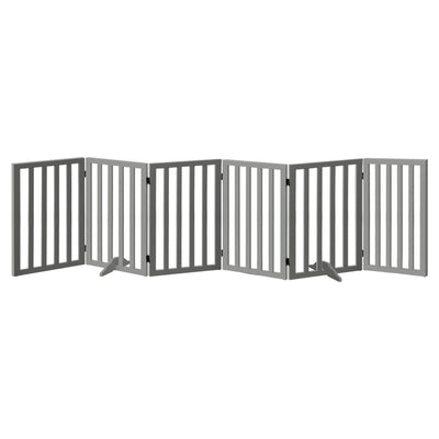 Alopet Wooden Pet Gate Dog Fence 6 Panels 80cm Grey