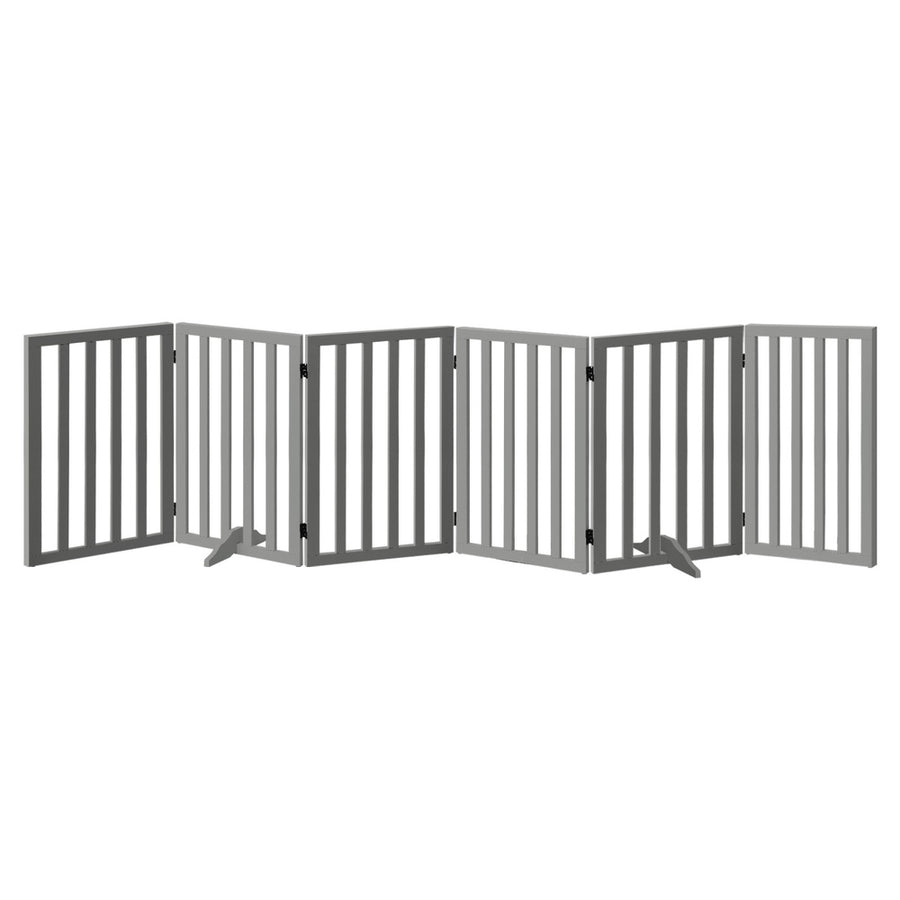 Alopet Wooden Pet Gate Dog Fence 6 Panels 80cm Grey