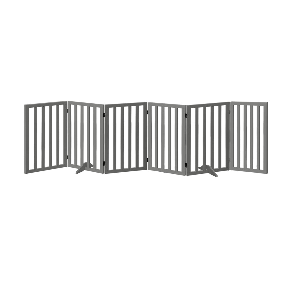 Alopet Wooden Pet Gate Dog Fence 6 Panels 80cm Grey