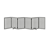 Alopet Wooden Pet Gate Dog Fence 6 Panels 80cm Grey - Side View