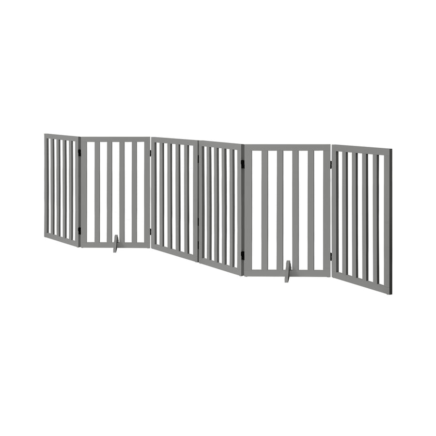 Alopet Wooden Pet Gate Dog Fence 6 Panels 80cm Grey