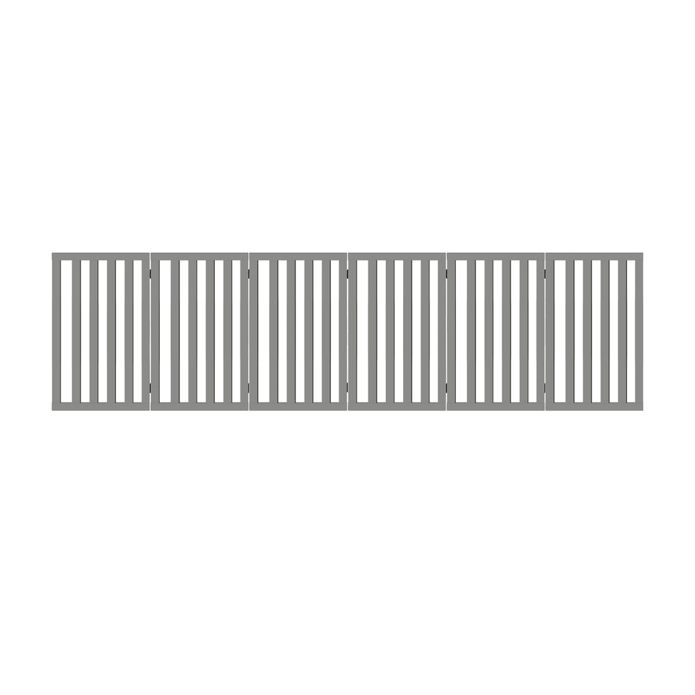 Alopet Wooden Pet Gate Dog Fence 6 Panels 80cm Grey