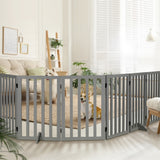 Alopet Wooden Pet Gate Dog Fence 6 Panels 80cm Grey