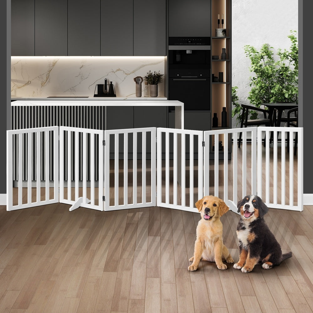 Alopet Wooden Pet Gate Security Door 6-Panel 80cm