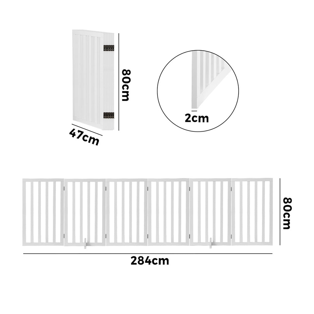 Alopet Wooden Pet Gate Security Door 6-Panel 80cm
