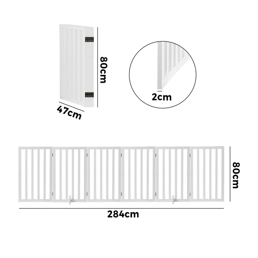 Alopet Wooden Pet Gate Security Door 6-Panel 80cm