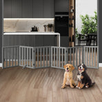 Alopet Wooden Pet Gate Safety Stair Barrier 6-Panel Grey
