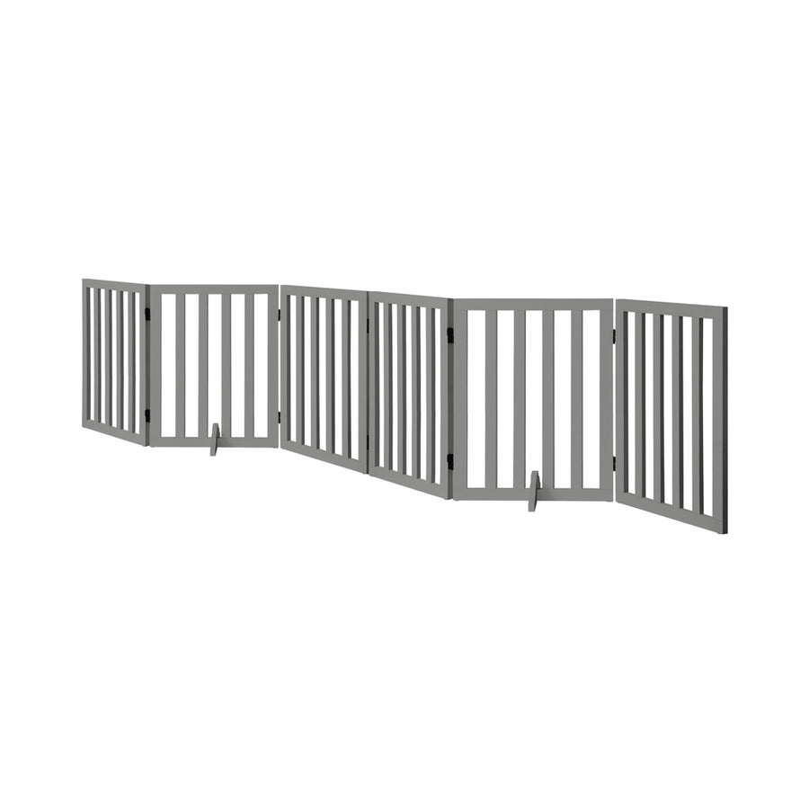 Alopet Wooden Pet Gate Safety Stair Barrier 6-Panel Grey