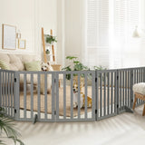 Alopet Wooden Pet Gate Safety Stair Barrier 6-Panel Grey