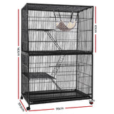 i.Pet Rabbit Cage 142cm Hutch 4 Level Bird Guinea Pig Ferret - Front View