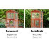 i.Pet Bird Cage 72cm x 60cm x 168cm Pet Cages Large Aviary Parrot Carrier Travel Canary Wooden XL - Close-Up Angle
