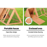 i.Pet Rabbit Hutch Chicken Coop 119cm x 51cm x 44cm Chicken Coop Large Run Wooden Cage Outdoor - 45-Degree Angle