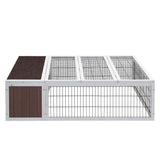 i.Pet Rabbit Hutch 124cm x 90cm x 35cm Chicken Coop Large Outdoor Wooden Run Cage House - Side View