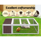 i.Pet Rabbit Hutch 124cm x 90cm x 35cm Chicken Coop Large Outdoor Wooden Run Cage House - 45-Degree Angle