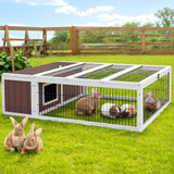 i.Pet Rabbit Hutch 124cm x 90cm x 35cm Chicken Coop Large Outdoor Wooden Run Cage House - Close-Up Angle