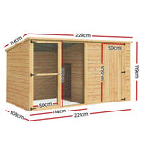 i.Pet Dog Kennel Extra Large 2.28M Wooden House Bed Outdoor Pet Puppy Cabin Log - Front View
