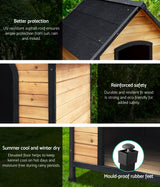 i.Pet Dog Kennel Extra Large Wooden Outdoor House Pet Puppy House XL Crate Cabin Waterproof - Top-Down View