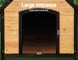 i.Pet Dog Kennel Extra Large Wooden Outdoor House Pet Puppy House XL Crate Cabin Waterproof - Rear View