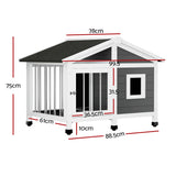 i.Pet Dog Kennel House Large Wooden Outdoor Pet Kennels Indoor Puppy Cabin Home - Front View