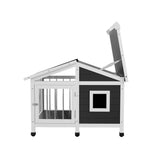 i.Pet Dog Kennel House Large Wooden Outdoor Pet Kennels Indoor Puppy Cabin Home - Side View