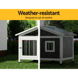 i.Pet Dog Kennel House Large Wooden Outdoor Pet Kennels Indoor Puppy Cabin Home - Top-Down View