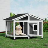i.Pet Dog Kennel House Large Wooden Outdoor Pet Kennels Indoor Puppy Cabin Home - Close-Up Angle