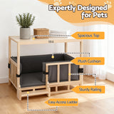 i.Pet 2in1 Dog Kennel Crate Furniture Grey Bedding Wooden House Indoor - 45-Degree Angle