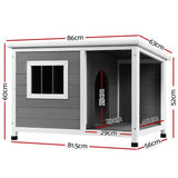 i.Pet Dog Kennel House Large Wooden Outdoor Pet Kennels Indoor Puppy Cabin Log - Front View