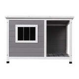 i.Pet Dog Kennel House Large Wooden Outdoor Pet Kennels Indoor Puppy Cabin Log - Side View
