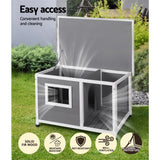 i.Pet Dog Kennel House Large Wooden Outdoor Pet Kennels Indoor Puppy Cabin Log - Rear View