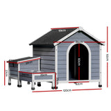 i.Pet Dog Kennel House Large Wooden Outdoor Pet Kennels Indoor Puppy Cabin - Front View