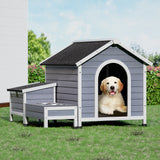 i.Pet Dog Kennel House Large Wooden Outdoor Pet Kennels Indoor Puppy Cabin - Close-Up Angle
