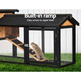 i.Pet Chicken Coop Rabbit Hutch 165cm x 43cm x 86cm Chicken Coop Large Run House Cage Wooden Outdoor - Rear View