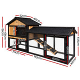 i.Pet Chicken Coop Rabbit Hutch 165cm x 43cm x 86cm Extra Large Run House Cage Wooden Outdoor - Front View