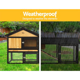 i.Pet Chicken Coop Rabbit Hutch 165cm x 43cm x 86cm Extra Large Run House Cage Wooden Outdoor - Rear View