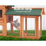 i.Pet Chicken Coop Rabbit Hutch 220cm x 44cm x 84cm Large Run Wooden Outdoor Bunny Cage House - Close-Up Angle