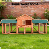 i.Pet Chicken Coop Rabbit Hutch 220cm x 44cm x 84cm Large Chicken Coop Run Wooden Outdoor Cage House - 45-Degree Angle