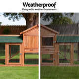 i.Pet Chicken Coop Rabbit Hutch 220cm x 44cm x 84cm Large Chicken Coop Run Wooden Outdoor Cage House - Close-Up Angle