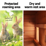 i.Pet Chicken Coop Rabbit Hutch 220cm x 44cm x 84cm Large Chicken Coop Run Wooden Outdoor Cage House - Extra Image