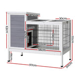 i.Pet Rabbit Hutch 97cm x 49cm x 86cm Chicken Coop Large Run Wooden Outdoor Cage House - Front View