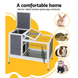 i.Pet Rabbit Hutch 97cm x 49cm x 86cm Chicken Coop Large Run Wooden Outdoor Cage House - Top-Down View