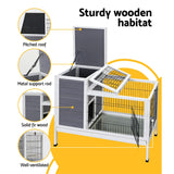 i.Pet Rabbit Hutch 97cm x 49cm x 86cm Chicken Coop Large Run Wooden Outdoor Cage House - 45-Degree Angle