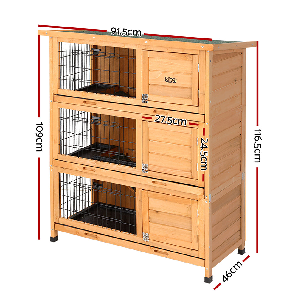 i.Pet Rabbit Hutch Chicken Coop 91.5cm x 46cm x 116.5cm Chicken Coop Large House Cage Run Wooden Out