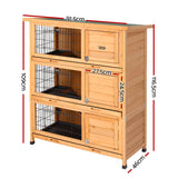 i.Pet Rabbit Hutch 91.5cm x 46cm x 116.5cm Chicken Coop Large House Cage Run Wooden Bunny Outdoor - Front View