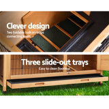 i.Pet Rabbit Hutch 91.5cm x 46cm x 116.5cm Chicken Coop Large House Cage Run Wooden Bunny Outdoor - 45-Degree Angle