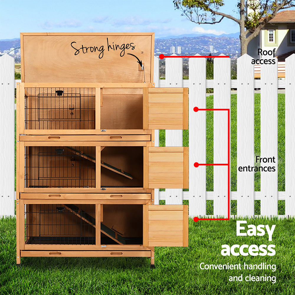 i.Pet Rabbit Hutch Chicken Coop 91.5cm x 46cm x 116.5cm Chicken Coop Large House Cage Run Wooden Out